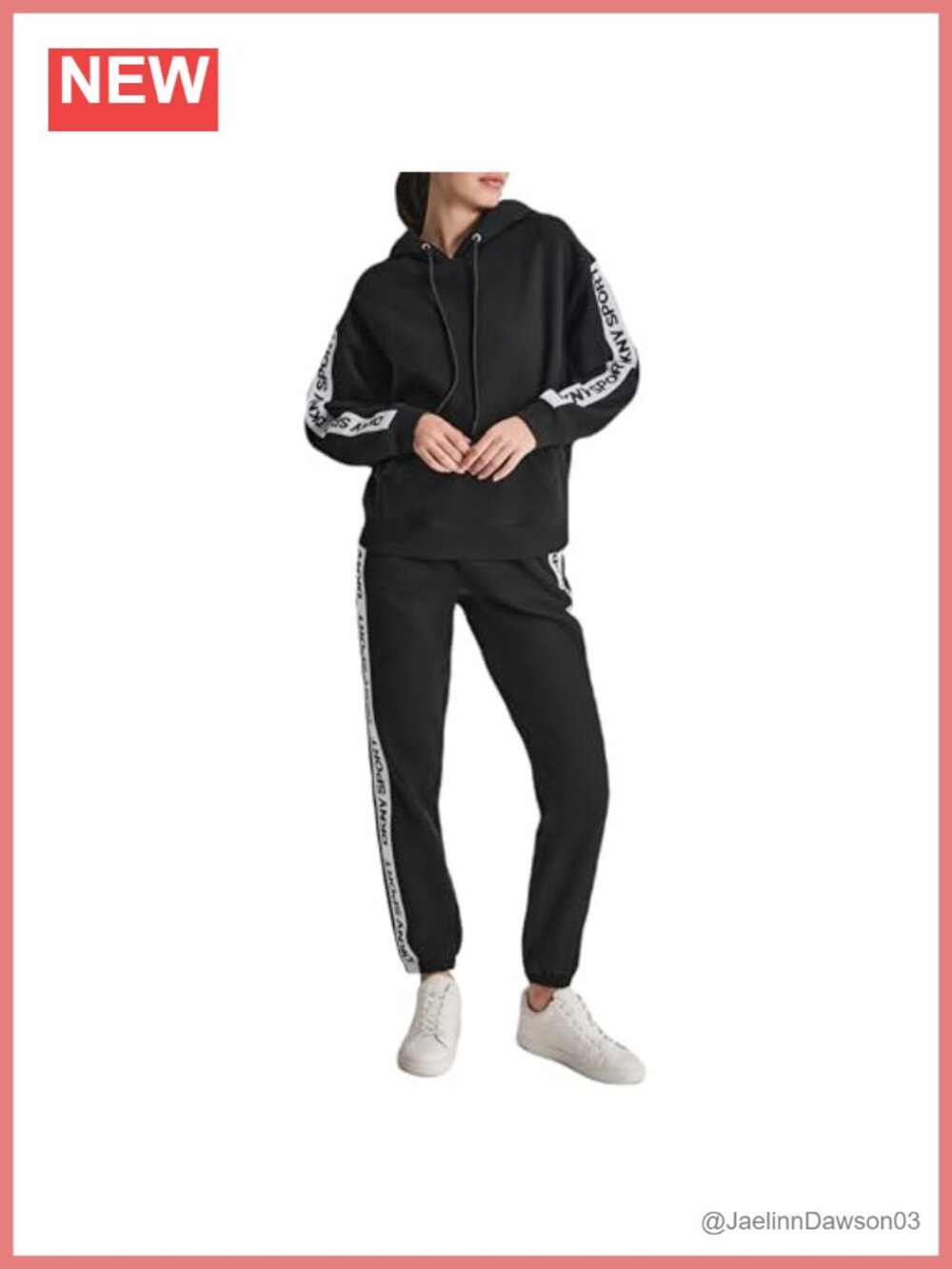 Oversized Fleece Pullover Hoodie Long Sleeve Logo Tape Sweatshirt